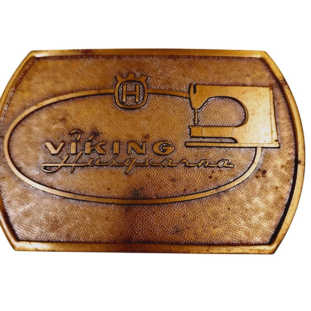 Vintage Viking Husqvarna Sewing Machine Brass Belt Buckle